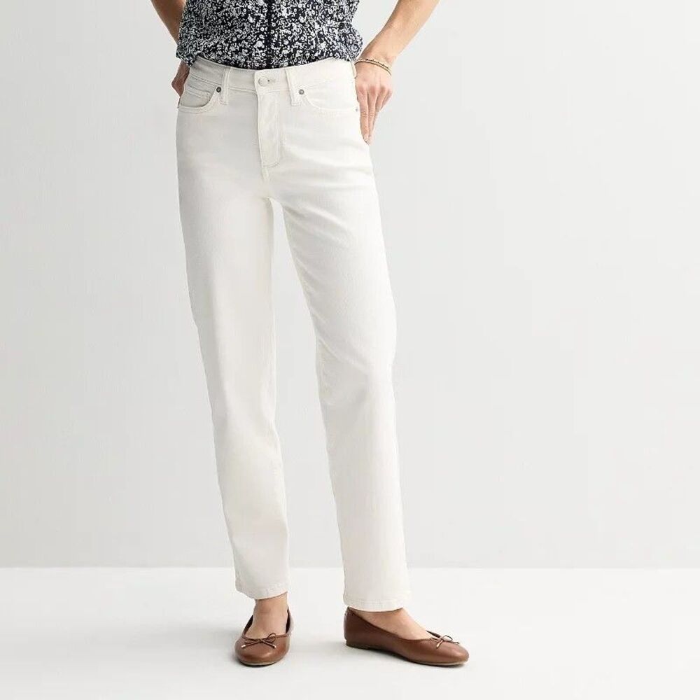 Sonoma High Rise Straight Jeans Womens 8 Off White Stretch NEW